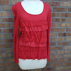 Sundance Ruffle Long Sleeve Shirt- Small